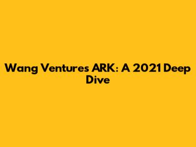 Wang Ventures ARK: A 2021 Deep Dive
