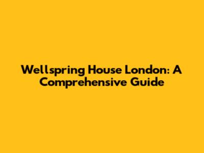 Wellspring House London: A Comprehensive Guide
