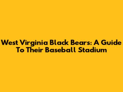 West Virginia Black Bears: A Guide To Their Baseball Stadium