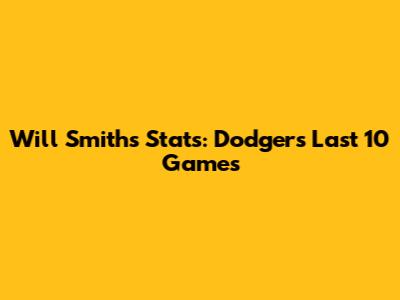 Will Smith's Stats: Dodgers' Last 10 Games