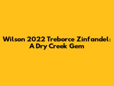 Wilson 2022 Treborce Zinfandel: A Dry Creek Gem