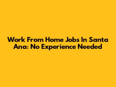 Work From Home Jobs In Santa Ana: No Experience Needed