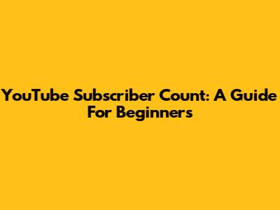 YouTube Subscriber Count: A Guide For Beginners